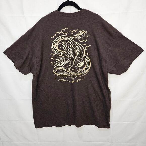 Threadless Snake Skull Graphic Short Sleeve Brown Shirt Size XL - Picture 1 of 7